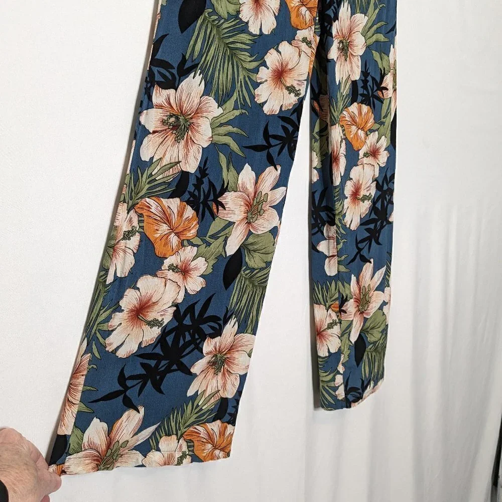 Girl's PEYTON BRE; Blue Floral Strapless Jumpsuit; Halter Strap; Size 14